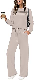WIHOLL Women's Wide Leg Sweat Suit Set