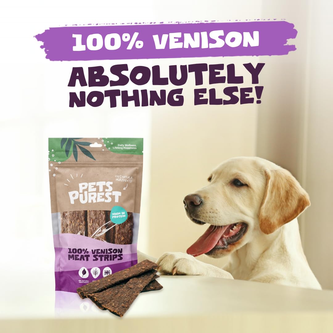 Pets Purest Venison Treats for Dogs Air-Dried Venison Meat Strips, 100% Natural Dog Chews, Grain Free, Raw - Image 2