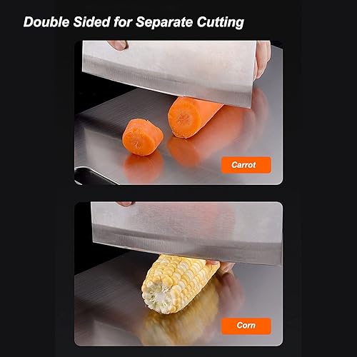 Miniatura 3 de Tabla de cortar de doble cara, tabla de cortar de acero inoxidable 304 para cocina, acero inoxidable fácil de limpiar para cocinar cocina (s)