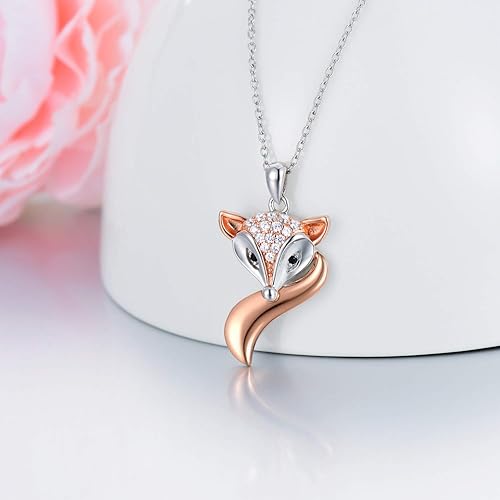 Miniatura 3 de LONAGO Mother and Child Fox Necklace Sterling Silver, Foxes Heart Necklace Gift for Mother Grandmother Mom Daughter Women