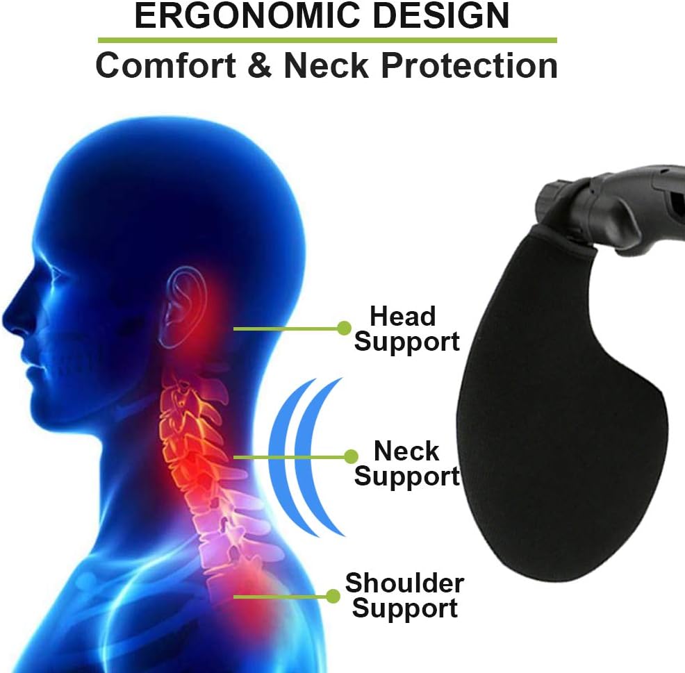 Spurtar Car Headrest Pillow, Adjustable Neck Support On Both Sides Protect Neck Pillow Retractable Car Headrest Cushion Suitable for Adult and Kids - Black