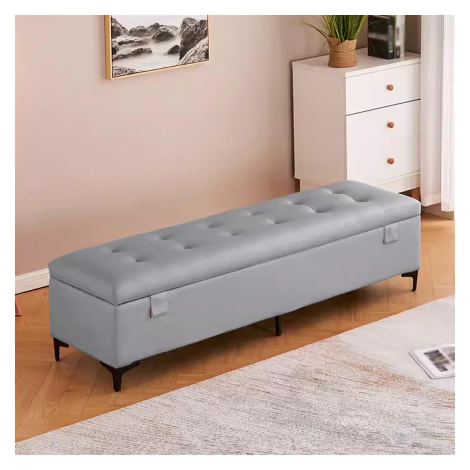 Banc de rangement gain de place pour désencombrer une petite chambre