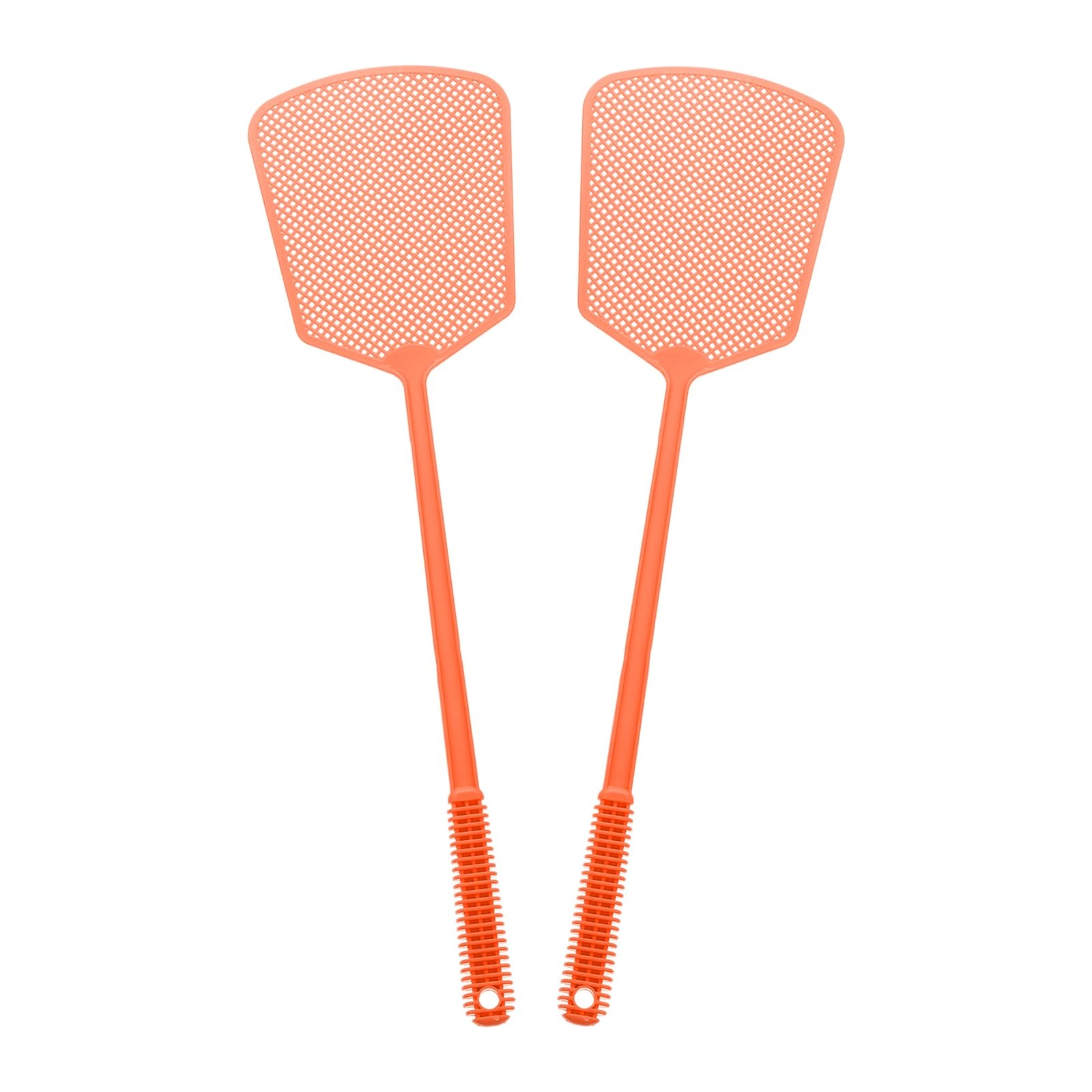 sourcing map 2pcs Fly Swatter 6.4"x5.3" Plastic Manual Heavy Duty Long Handle Fly Swatter for Home Indoor Outdoor, Orange Yellow