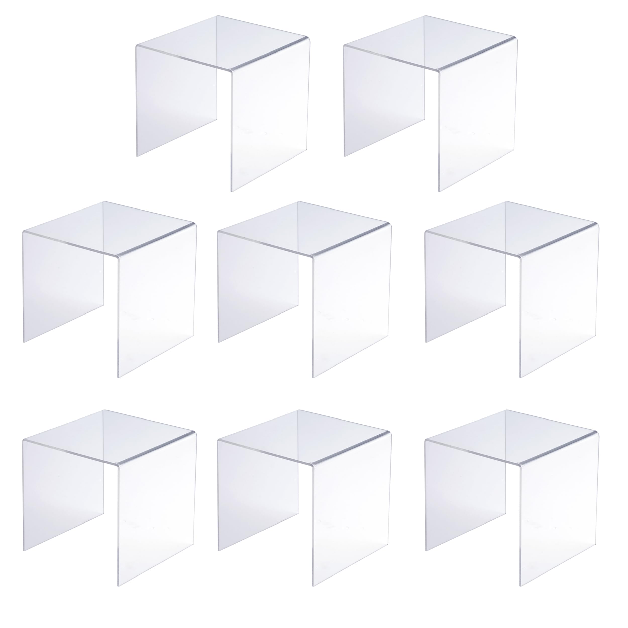 Clay Tonic Clear 8-Pc 5X5x5 Acrylic Display Risers For Funko Pop Figures,Retail Display, Display Riser Shelf Showcase Fixtures For Jewelry (5X5x5 In)