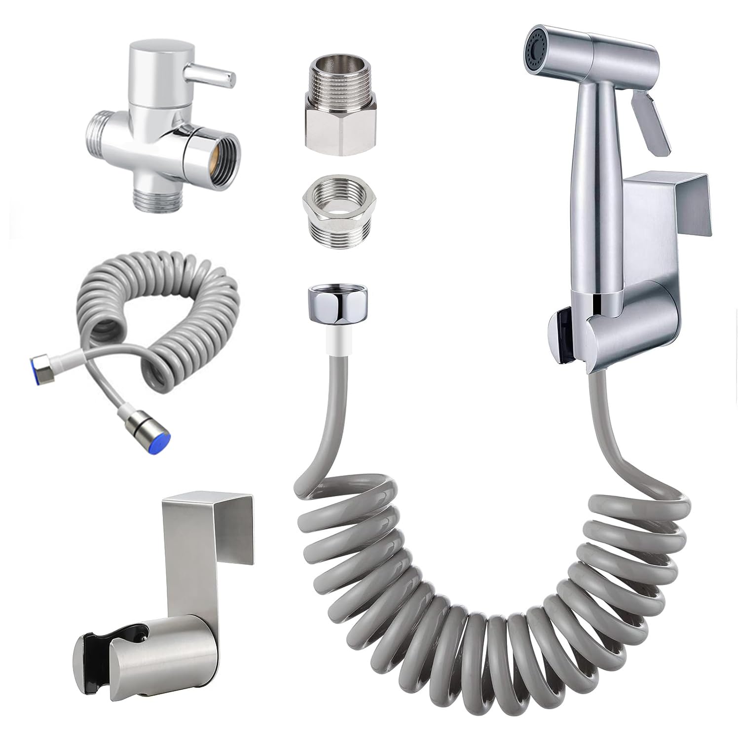 YESINTO Bidet Shower Kit for Toilets with 3-Way Valve, Stainless Steel Bidet Shower Set, Personal Hygiene Sprayer with Telescopic Hose