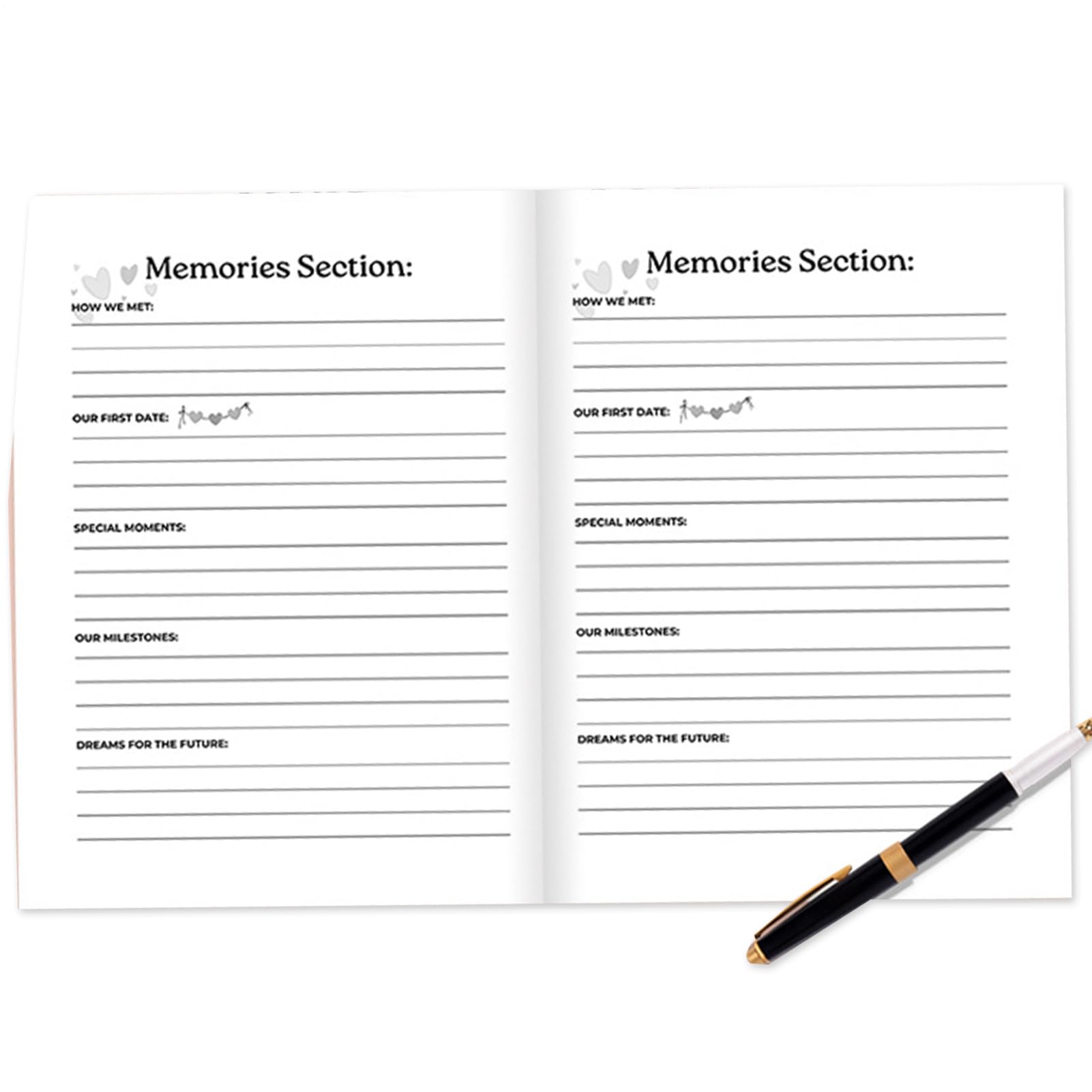 Couple Memory Album, Adventure Book with 58 Pages, Notebook for Travel and Romantic Moments