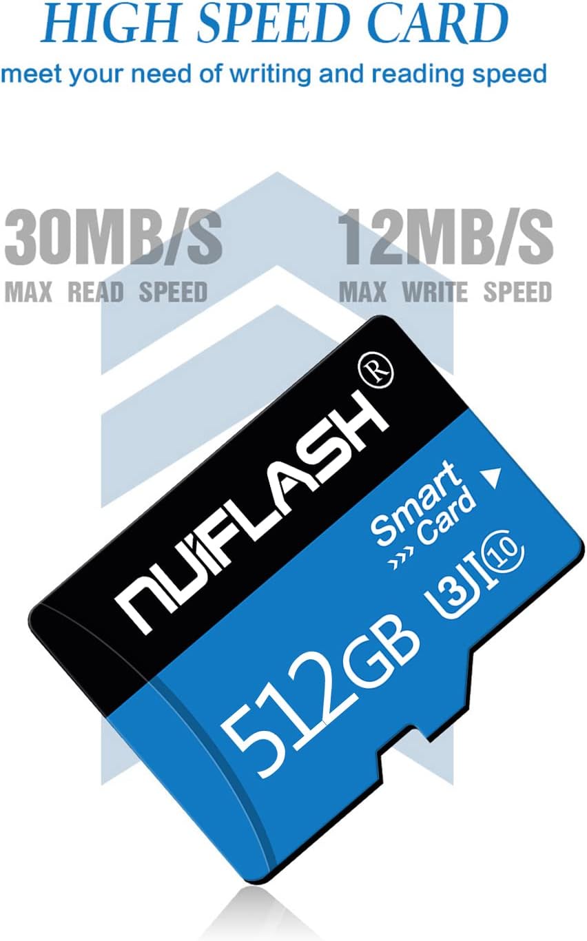 Micro SD Memory Cards 512GB SD Card with Adapter TF Memory Card 512GB High Speed Micro SD Card 512GB Class 10 for Smartphone,Tablet,Drone