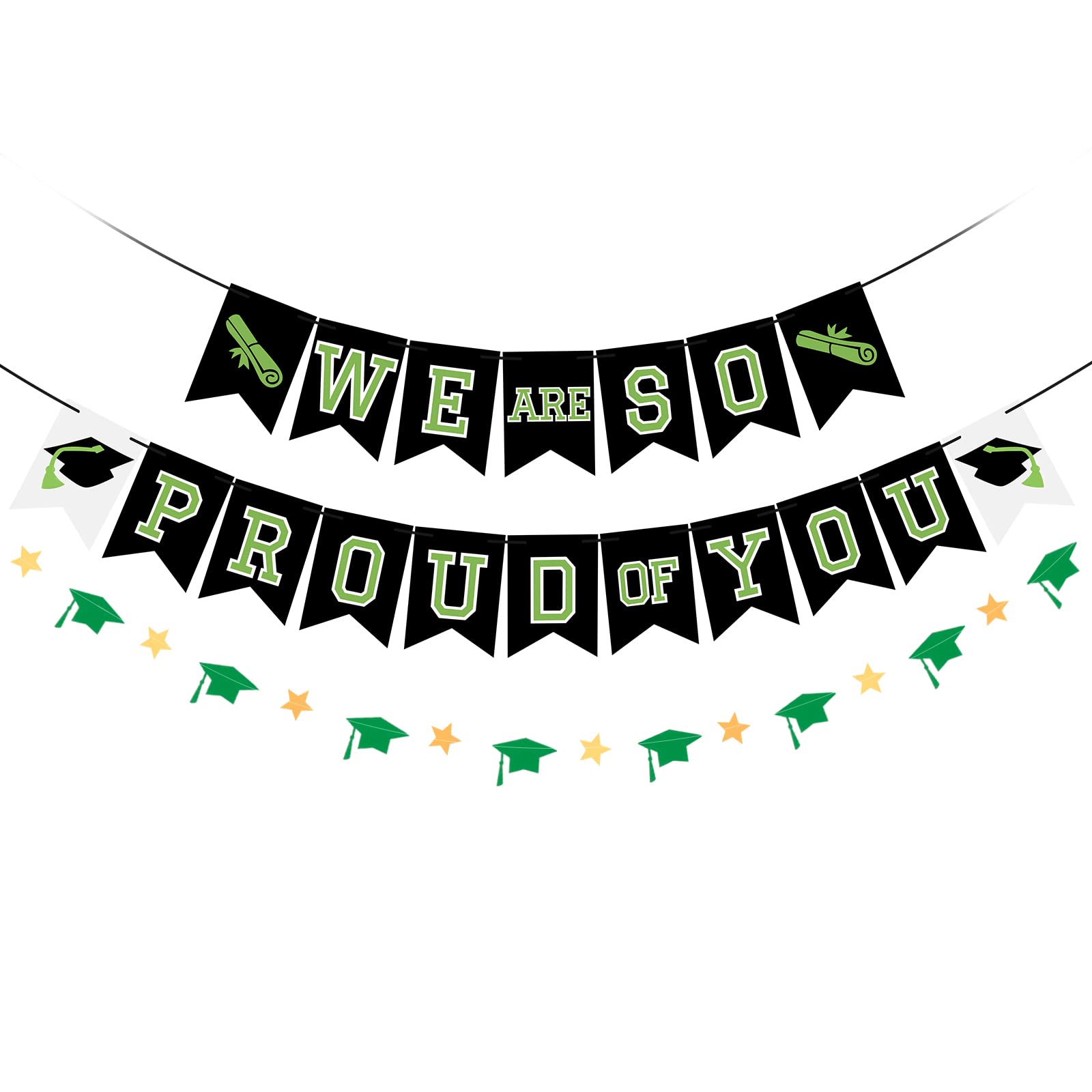 Photo 1 of  6 pk We Are So Proud of You Banner Green, Congratulations Graduation Banner, Green Graduation Decorations 2023 Banner for College Graduation Party Decorations 2023