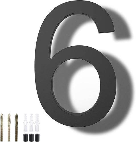 Miniatura 176 de DEWEL Números flotantes de casa grandes de 8 pulgadas para exteriores, decoración de números de dirección de casa modernos negros para señalización