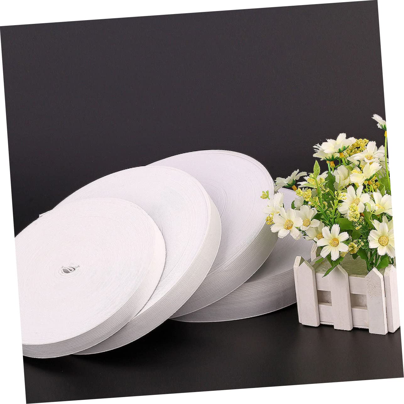 1rotolo Fettuccia Elastico Piatto Metri Banda Elasticizzata per Cucito Accessori per Abbigliamento Bianco Resistente e Stretch per Progetti e Moda