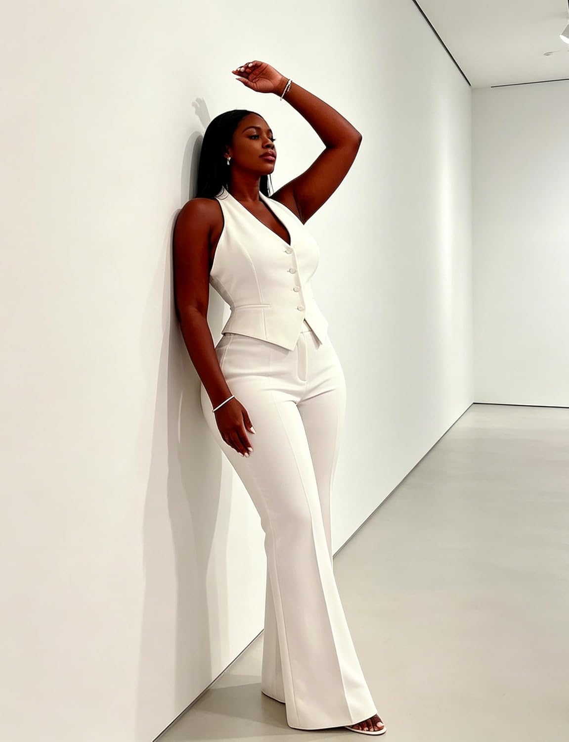 Pant Suits for Women Sleeveless Vest Pants Set 2 Piece Summer Blazer Vest Pantsuits Lightweight Office Outfits