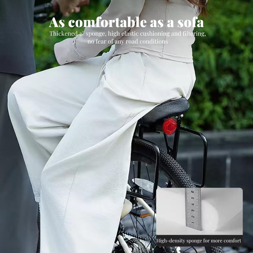 Rear Bike Seat Thickened Waterproof Bicycle Rear Seat Cushion PU Material Rear Seat Cushion Improves Riding Comfort
