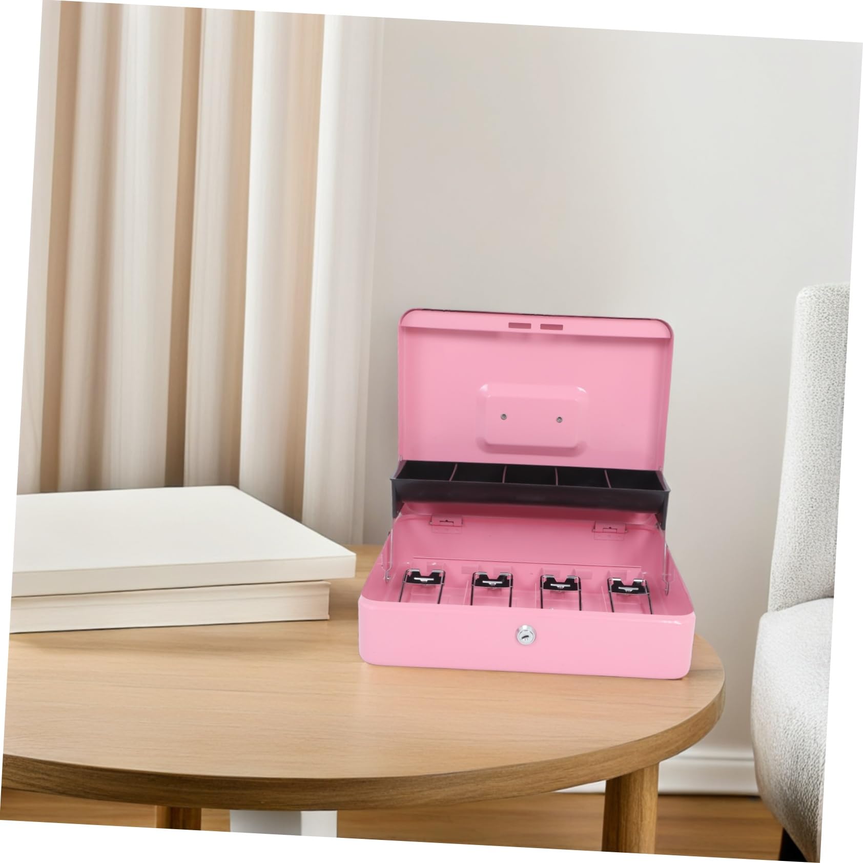 Caja De Caudales Con Llave De Metal Para Almacenamiento Seguro Para Comercios Hostelería y Oficinas Organizadora De Caja Con Cerradura y Llave