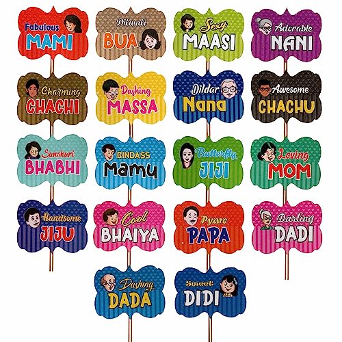 Image of Rozi Decoration Unique Photobooth Props Baby Shower Decorations Set of 18 Pcs Family Photo Booth Props for Baby Shower, Happy Birthday and More Event Decorations