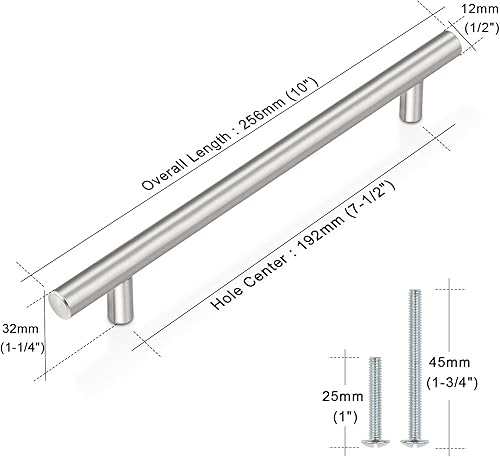 Miniatura 66 de Probrico - Paquete de 20 manijas planas negras modernas para cajones, manijas de cocina, armario europeo, tirador en T para tocador - Centros