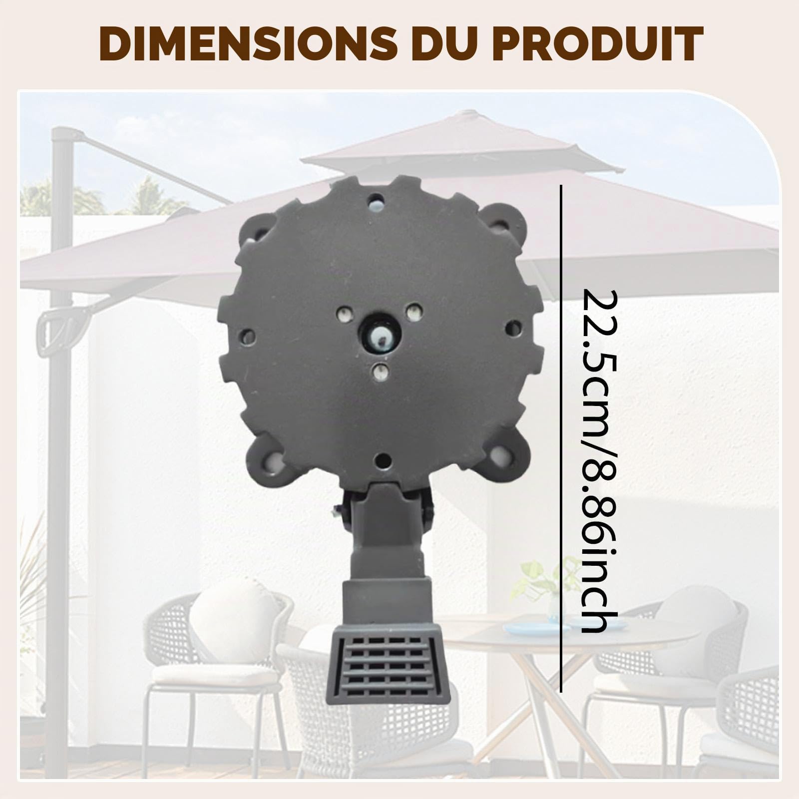 F Fityle Base de parasol de terrasse rotative à 360°, accessoire de parasol extérieur, support de extérieur, pièce de rechange pour camping, fête en plein air
