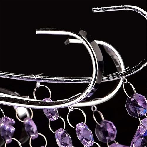 Miniatura 2 de Postmodern - Candelabro de hierro forjado morado K9 cristal de gota de lluvia lámpara colgante de techo empotrada para dormitorio comedor y sala de