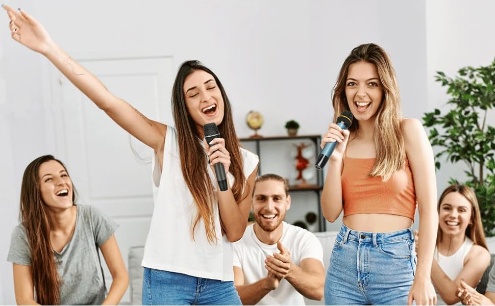 Wireless Microphone Only for Mic Input, UHF Rechargeable Handheld Multipurpose Mic,(Work 10hs) Microphones 150ft Range for Machine Amplifier Speaker Karaoke Church Speech Wedding Singing (Golden) - Image 7