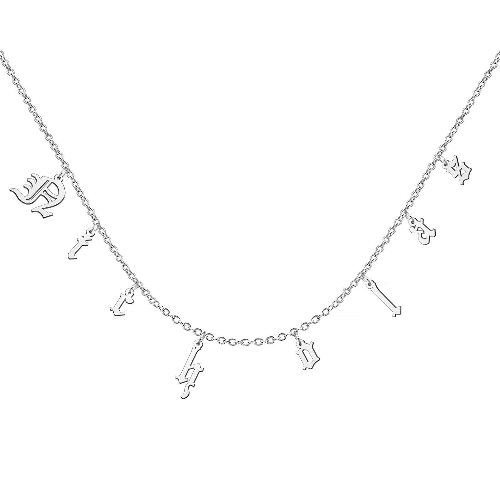 YSAHanGothic Old English Font initial Name Chain Necklaces Personalized Stainless Steel Jewelry Gift for Women Choker