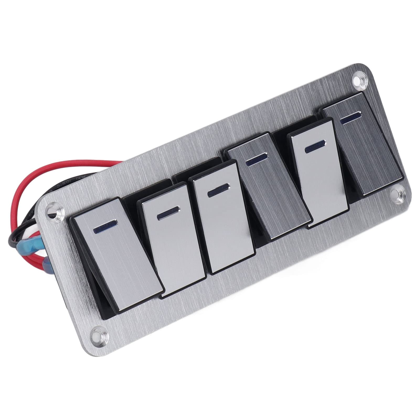 aqxreight Panel de Interruptores Basculantes de 6 Vías, 12V-24V, Aleación