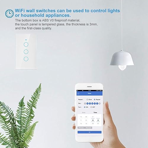 Miniatura 5 de Interruptor de luz remoto de 3 vías, interruptor inteligente de pared, interruptor de control remoto, interruptor de control por voz, interruptor de