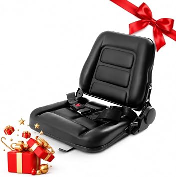 Universal Forklift Seat Replacement,Adjustable Backrest PVC Slide Rail Seat | Heavy Duty PVC Forklift Seat Replacement w/Slide Rail Design for Warehouse & Industrial Equipment, No Seat Sensor Included