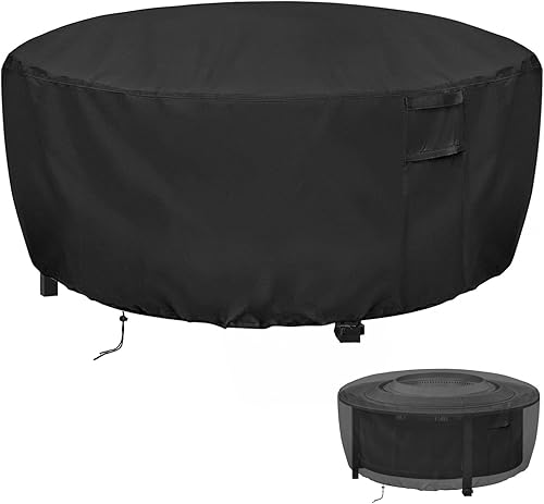 Cubierta para hoguera de 48 pulgadas, 600D, cubierta redonda impermeable para patio al aire libre, 48 x 24 pulgadas