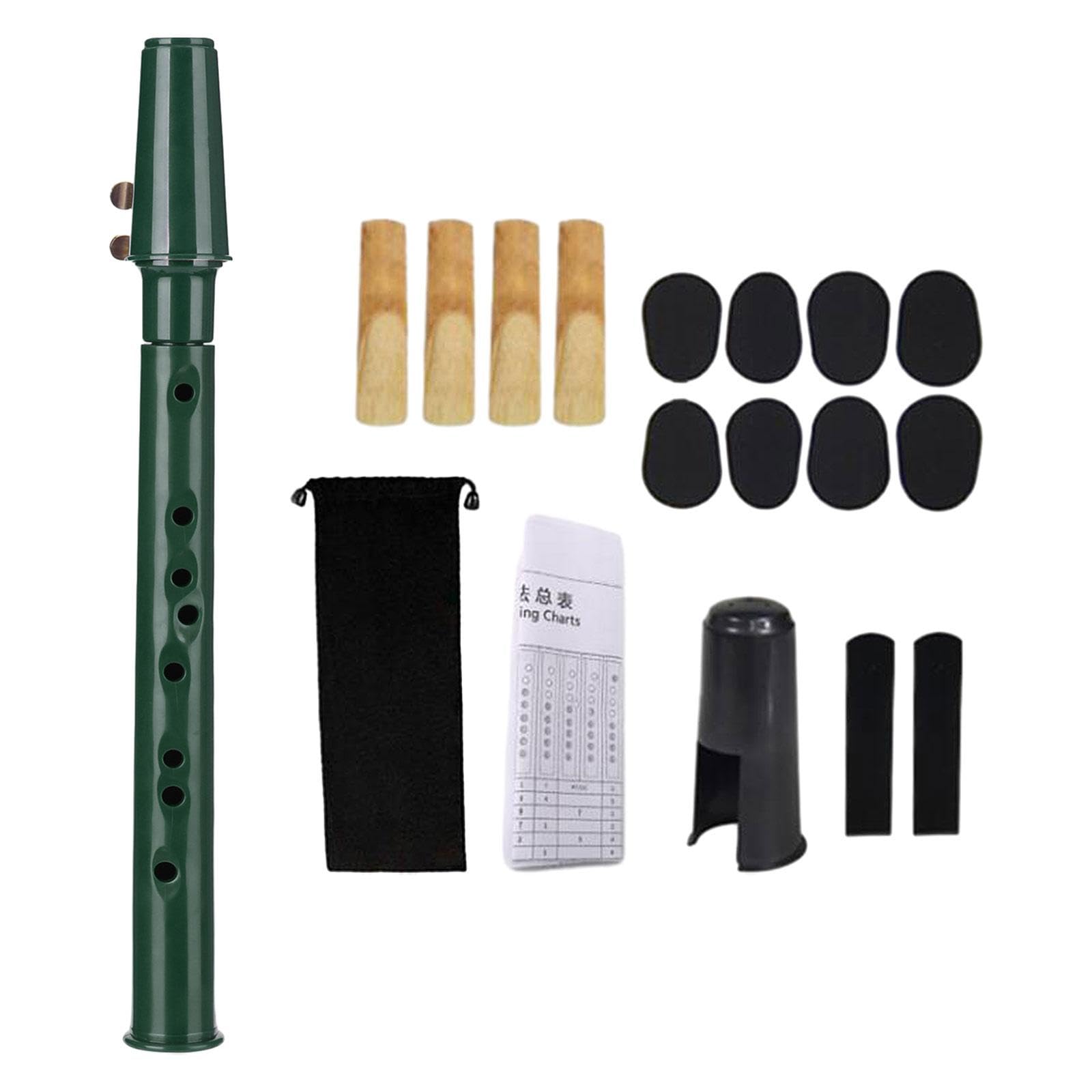5 set di Pocket Sassofono Pratica Strumento Portatile per Amatori Bambini Principianti Verde 34x3 cm