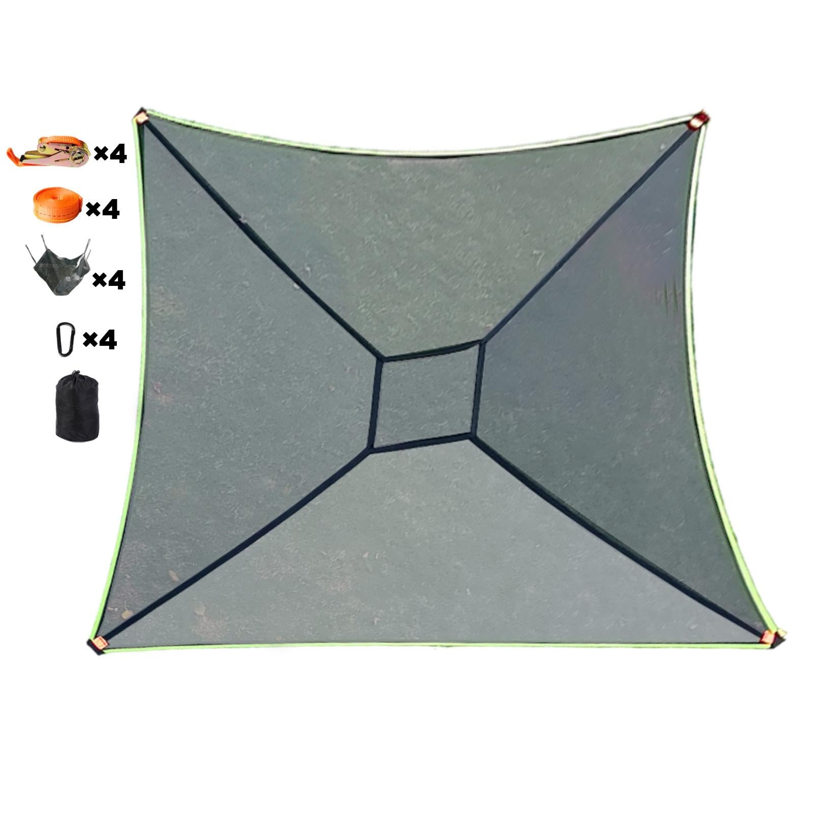 Hamacs de camping pour adultes grand format à quatre avec sangles d'arbre et mousquetons