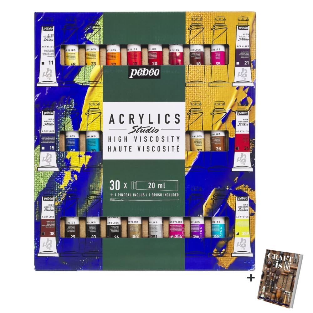 P e b e o High Viscosity Acrylics- 30x20ml Studio Acrylic Paint Set for Painting Canvas, Wall Art Decor, Cosplay Accessories- Mixed Media & Modern Art - Acrylic Box Paint Set for Pebeo, Ebook