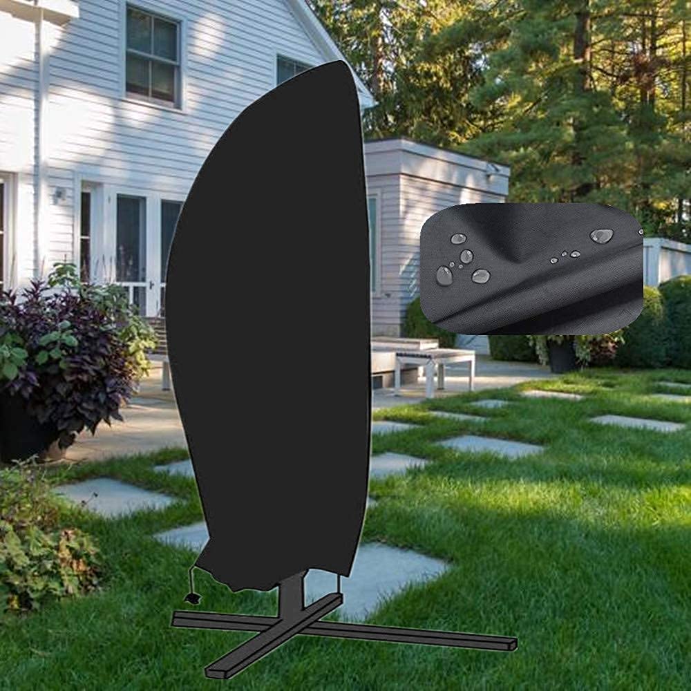 Patio Cantilever Umbrella Covers 9-13ft Offset Umbrella Cover 420D Waterproof Durable Outdoor Market Umbrella Cover with Zipper Large Black