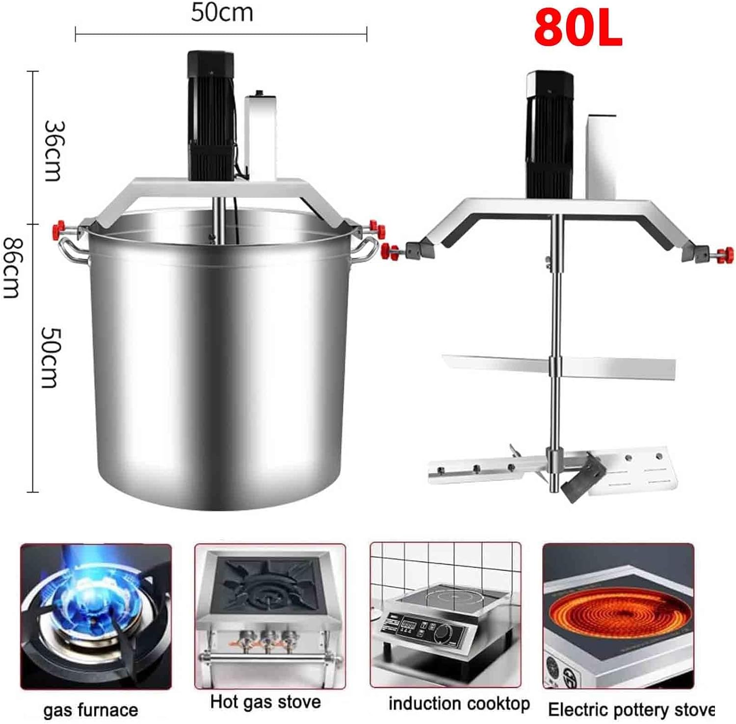 40L/80L/140L Automatic Food Mixer Hot Pot Bottom Soup Sauce Stirrer Frying Machine Meat Vegetable Prep Food Processor image 3