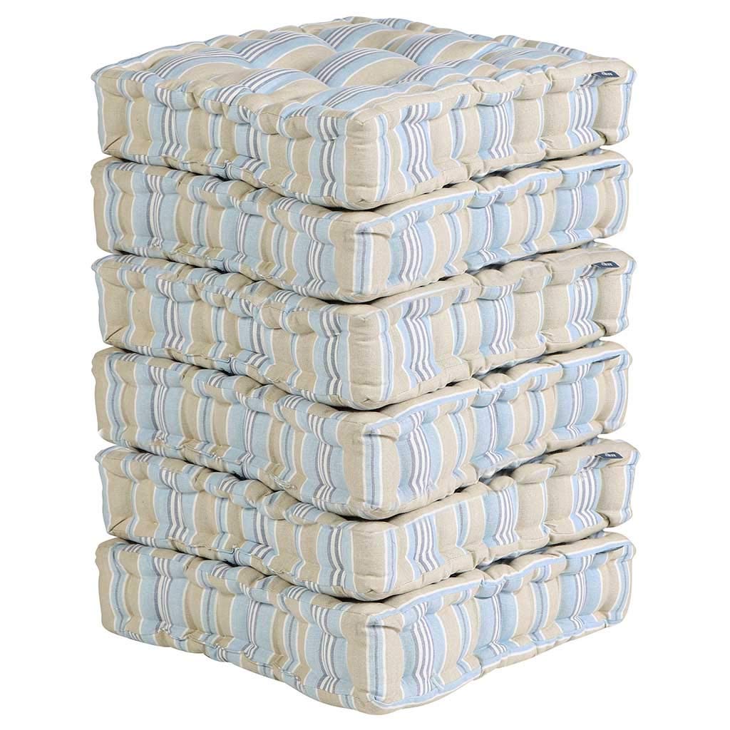 Dibor Dining Chair Seat Pad Set - 6 Machine Washable Mattress Chair Cushions (Blue Stripe)