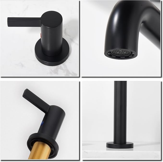 Grifería de baño 3 agujeros 8 pulgadas Negro mate miniatura 6