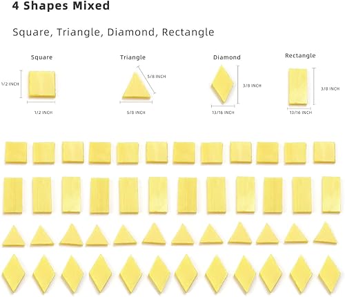 Vista 142 de Lanyani Azulejos de mosaico de vidrio para manualidades artísticas, 4 formas mixtas de vidrieras Tiffany, 200 piezas, Café