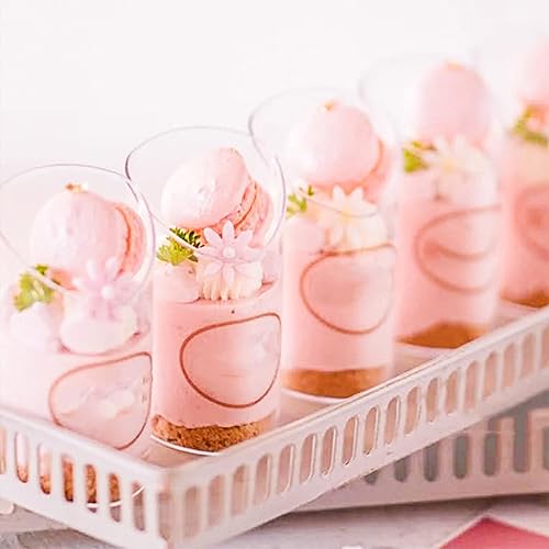 Miniatura 6 de Paquete de 50 mini tazas de postre de 2.7 onzas con cucharas, tazas pequeñas de plástico para postre de parfait transparente, tazas redondas