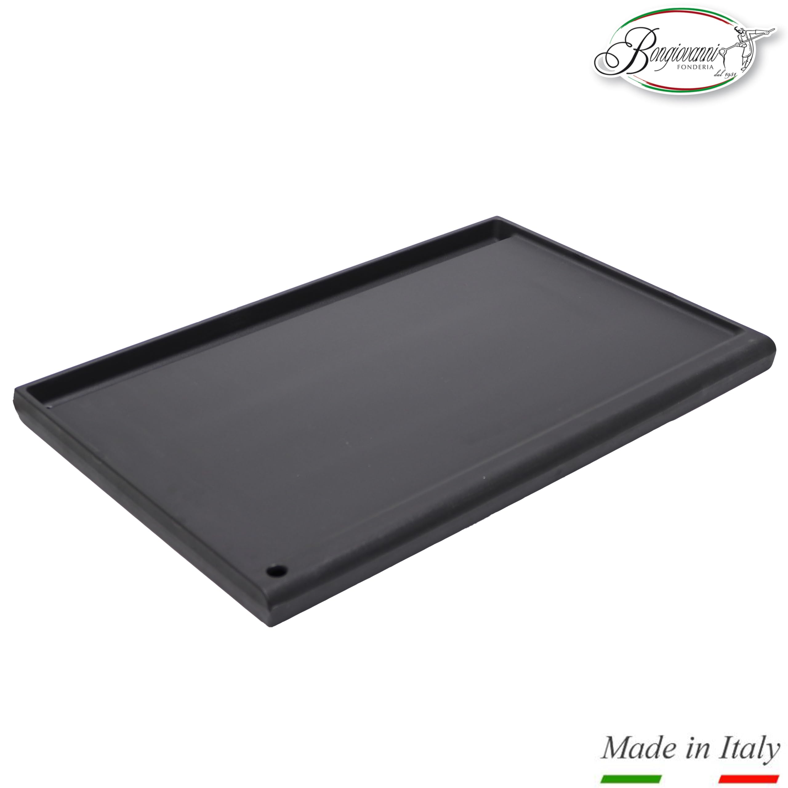 FONDERIA BONGIOVANNI | Bistecchiera Ghisa | 59,5x38 cm | Piastra in Ghisa Smaltata | Casa Cucina Barbecue | Rettangolare | con Telaio in Ferro con Manici
