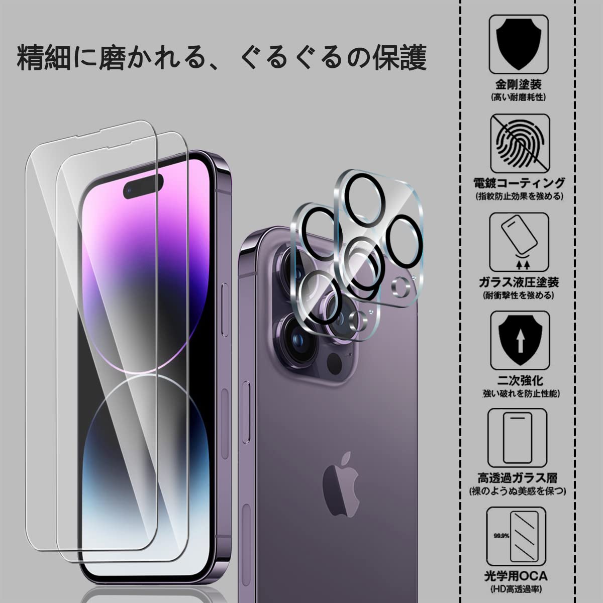 iPhone14/14pro ガラス保護フィルム 2枚 楽天市場】【強化ガラス 2枚セット】 iPhone14 Pro ガラス