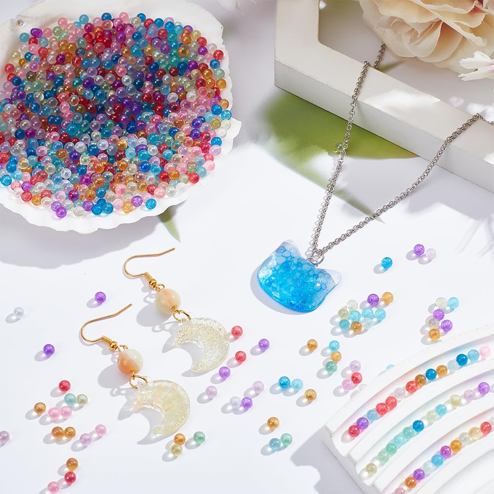 SUNNYCLUE 1 Box 100g 10 Colors Small Glass Beads No Hole Tiny Glass Bubble Beads 3.5~4 mm Mini Tiny Micro Round Iridescent UV Resin Seed Bead Bulk for Jewelry Making Adult Shaker Filler Nail Art Craft - Image 4