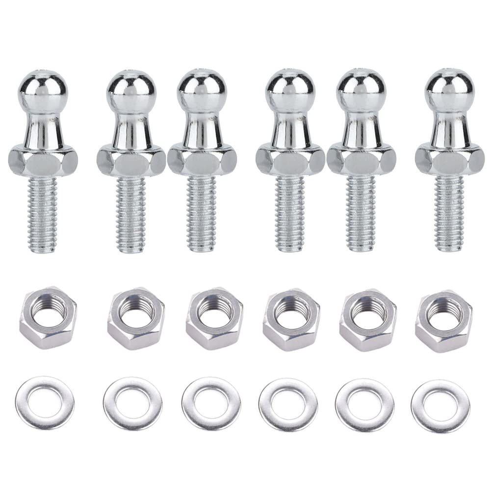 6 Pack Silver 10mm M8 Ball Studs Mounting Brackets for Gas Spring Strut Lift Support Shock