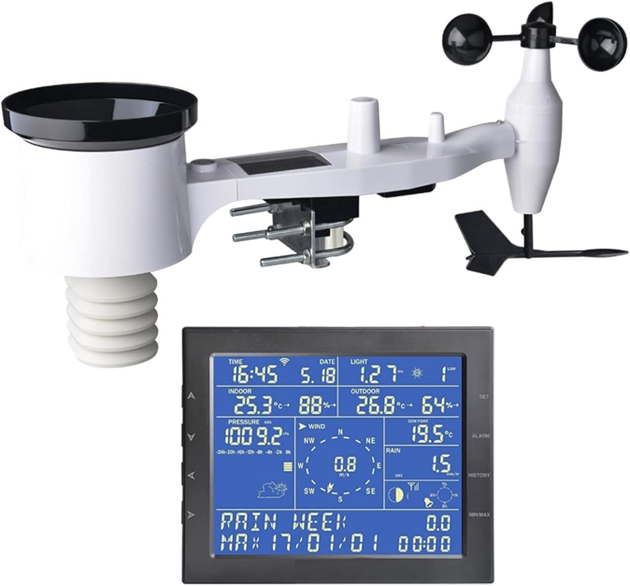Professional Precise WiFi Weather Station, Multifunctional Internet Wireless Weather Station with Outdoor Sensor