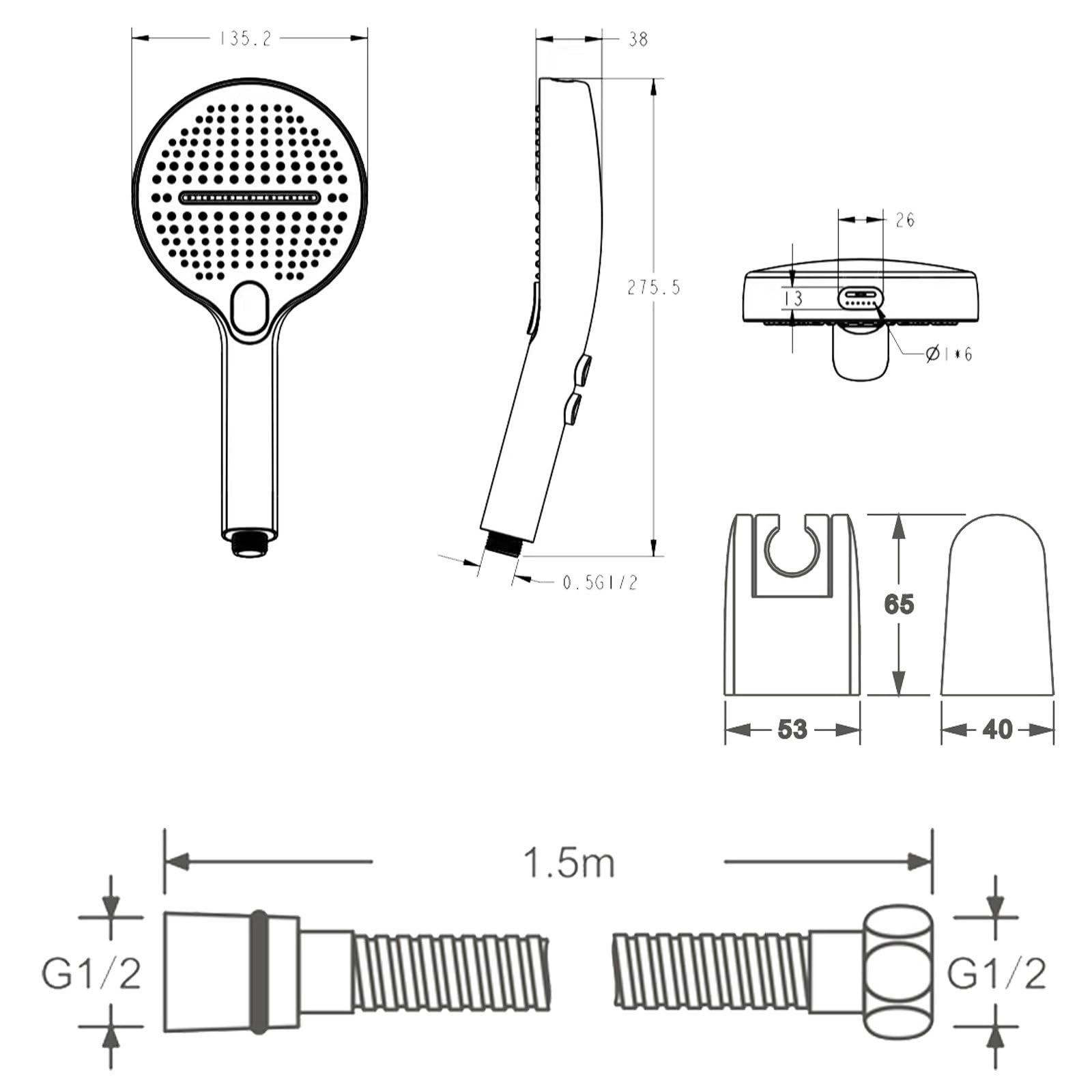 Alcachofa De Ducha, Cabezal De Ducha, 5 Modos De Chorro, Alta Presión, Boquillas De Silicona Antical, Acabado Cromado, Compatible Universalmente, Ahorro De Agua
