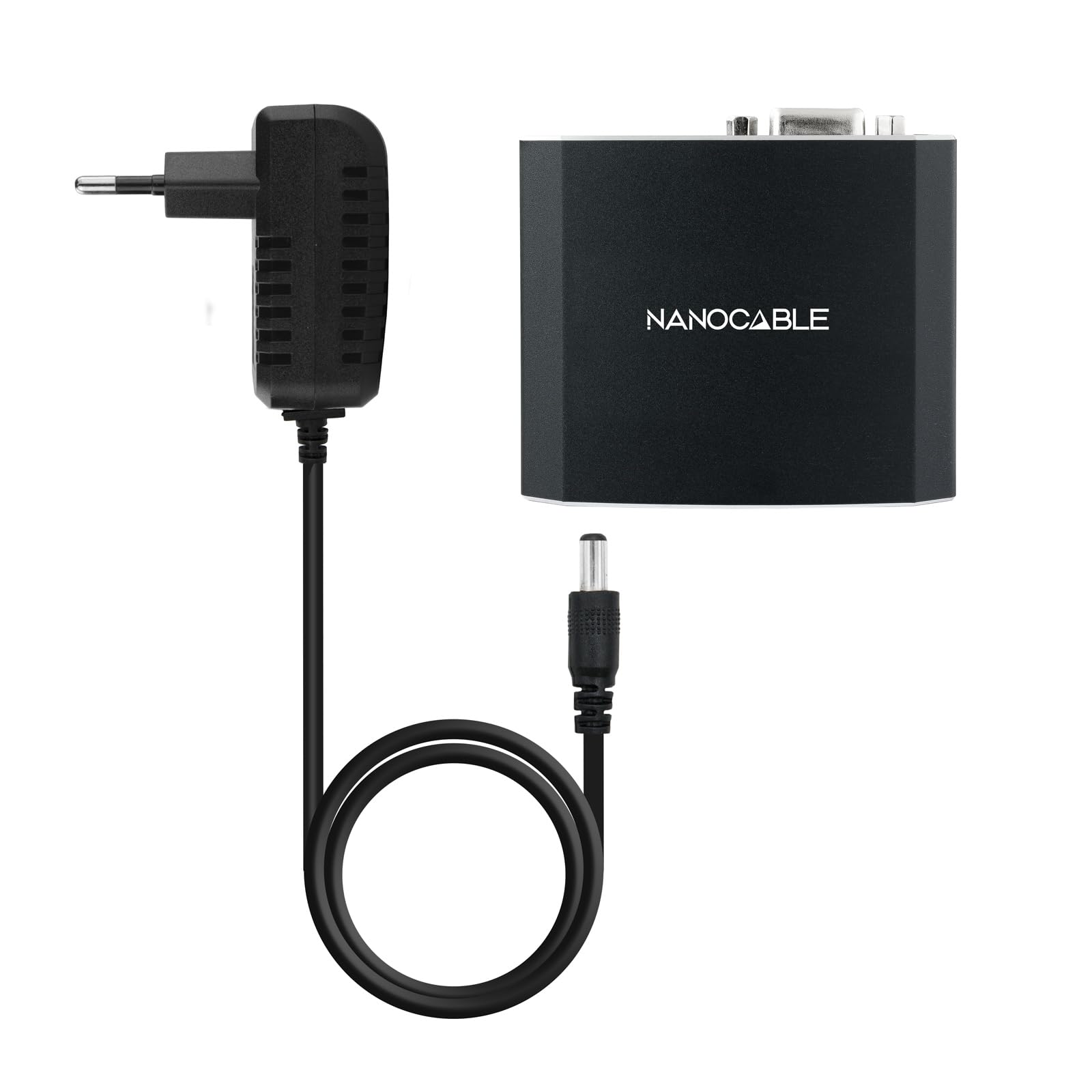 NanoCable 10.16.2101-BK konwerter SVGAcon audio na HDMI z zasilaniem, SVGA/H+JACK 3.5/H-HDMI A/H, czarny