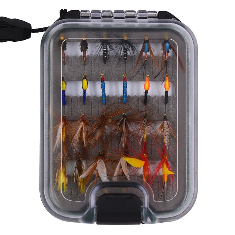 Fly Fishing Flies Kit Fly Assortment Trout Bass Fishing with Fly Box, Dry/Wet Flies, Nymphs, Streamers, Popper-Amazing Fishing Gifts for Men, Must-Have for Family Fishing Gear