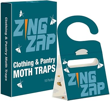 ZingZap Moth Trap 10-Pk | Slow Release 2X Strength Pheromones | 2026 Upgrade | Lures and Kills Pantry Moths Clothes Moths | Indoor Prevention | Child and Pet Safe