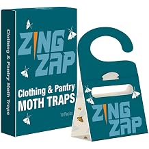ZingZap Moth Trap 10-Pk | Slow Release 2X Strength Pheromones | 2026 Upgrade | Lures and Kills Pantry Moths Clothes Moth | Indoor Prevention | Child and Pet Safe