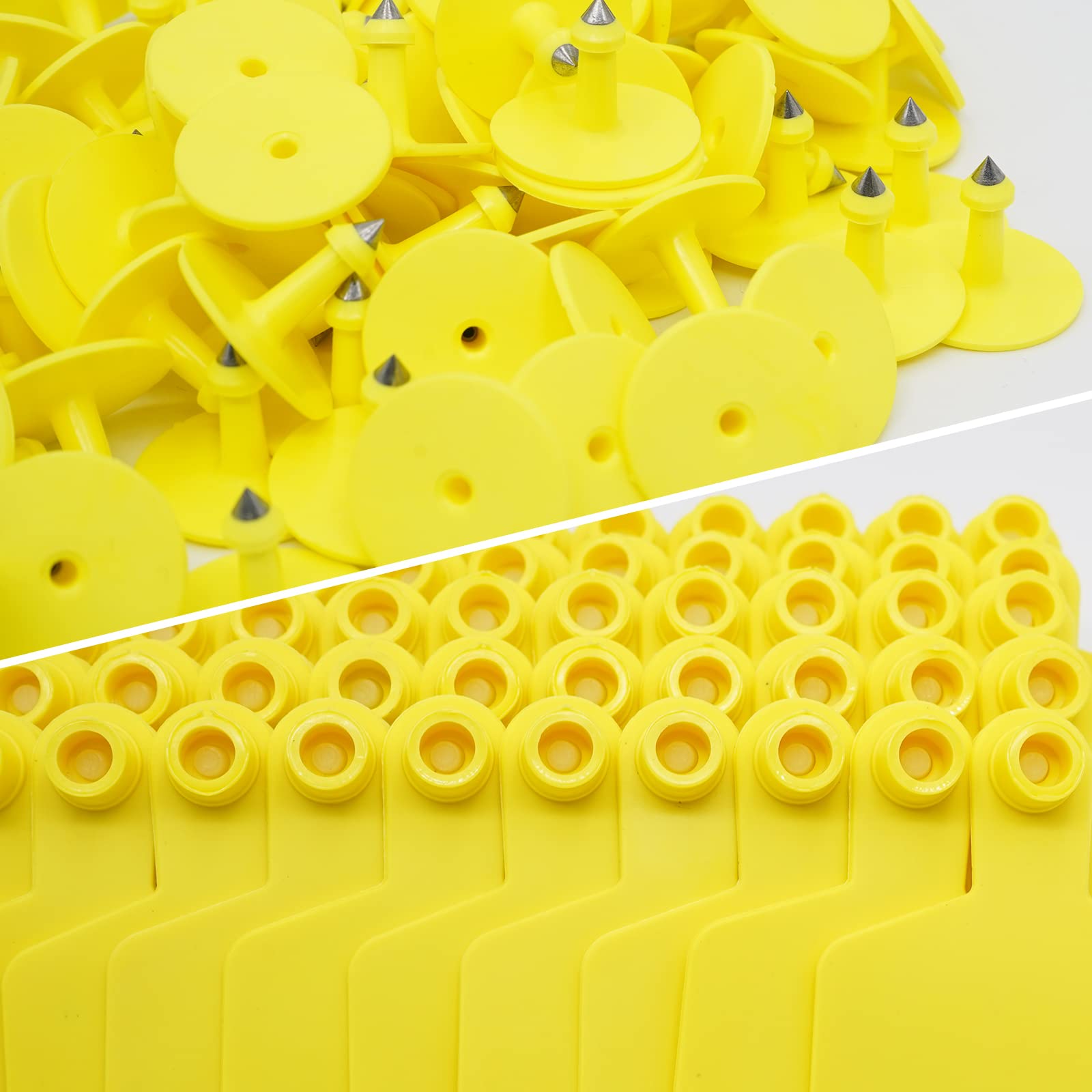100 targhette auricolari vuote per bovini, 7,9 cm di lunghezza x 5,6 cm di larghezza, etichette auricolari gialle per identificazione di animali in TPU etichette per bestiame strumenti