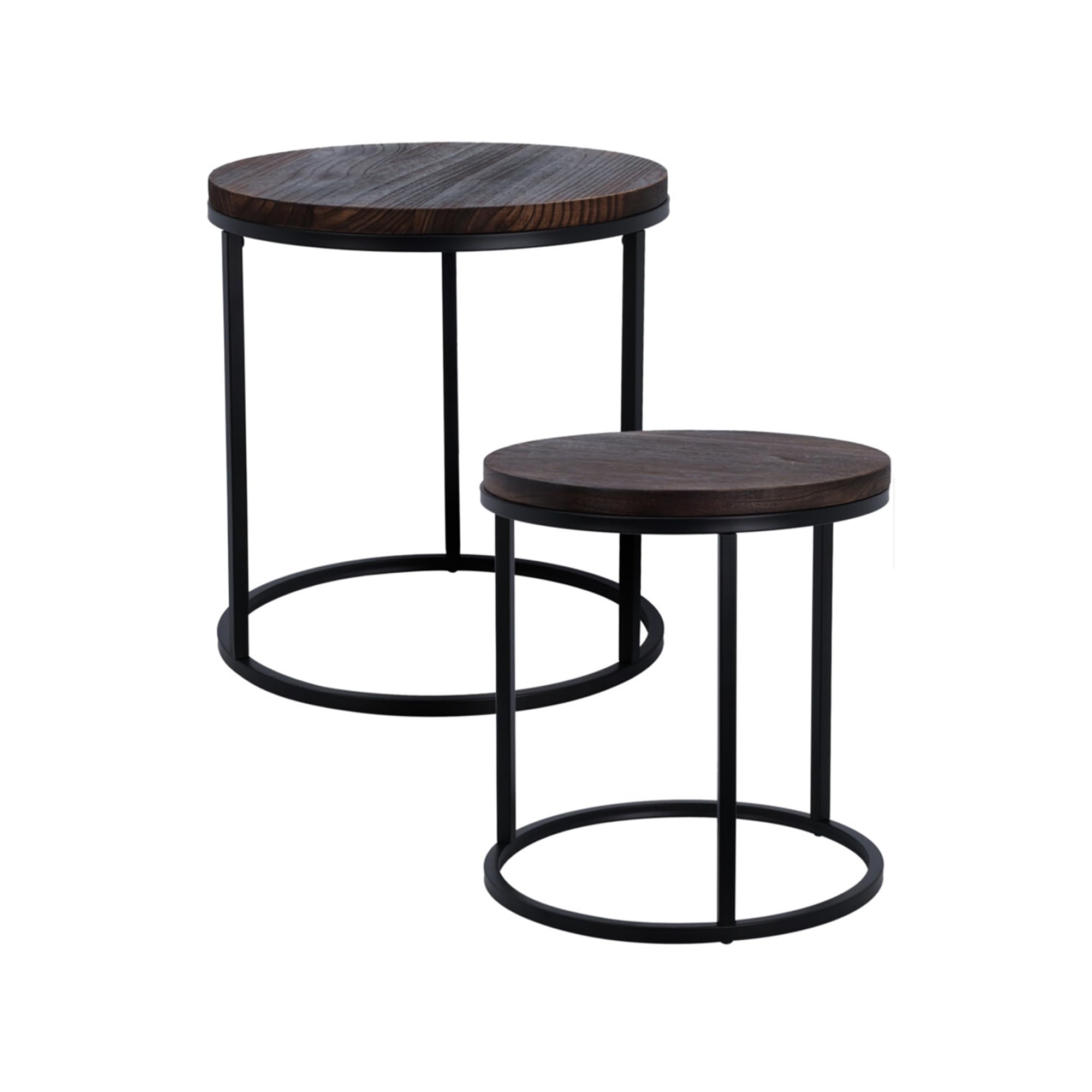 WELL HOME MOBILIARIO & DECORACIÓN Set di 2 tavole rotonde in ferro e legno di Paulownia
