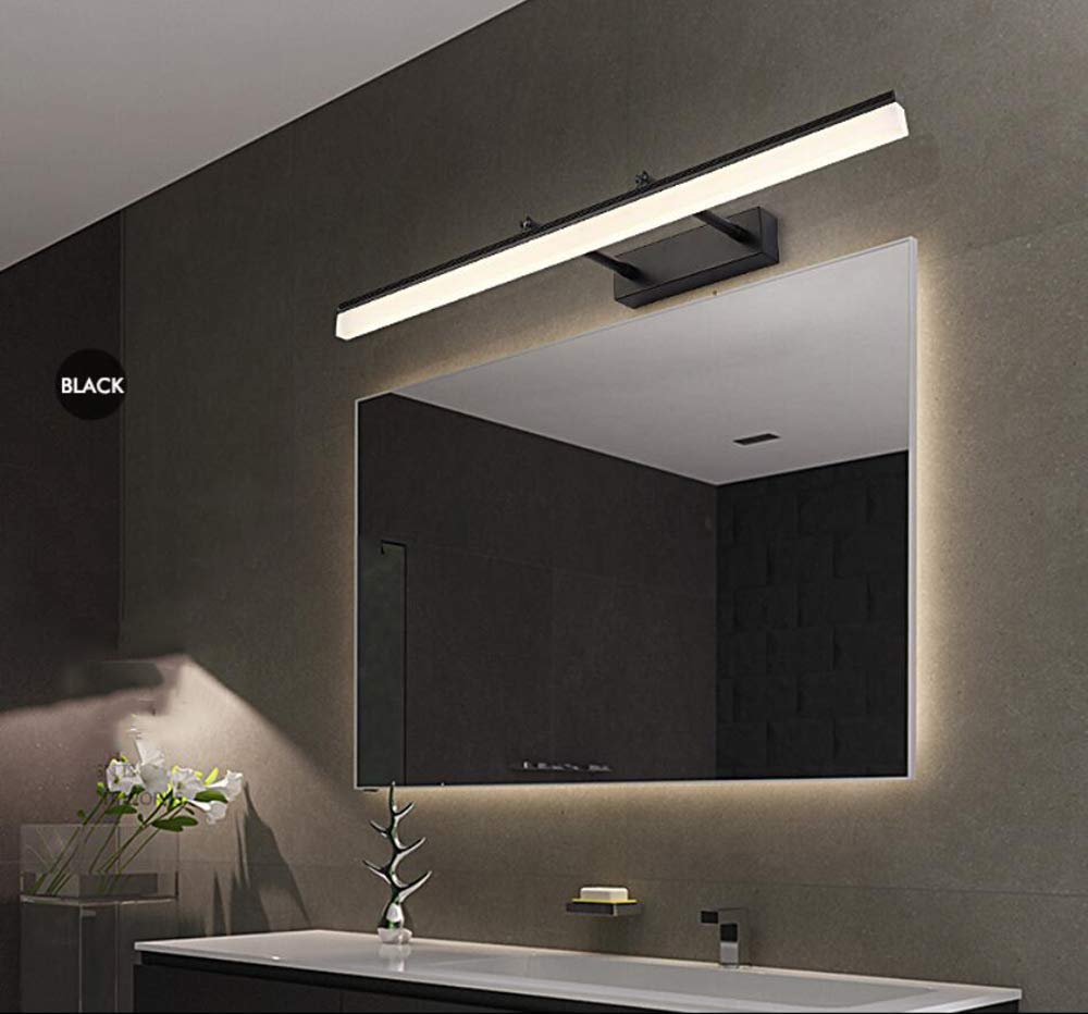 LED Spiegelleuchte Spiegellampen für Badezimmer Make-up Beleuchtung Schwarz Spiegel Frontbeleuchtung Schranklicht mit Lampenkopf skalierbar und 180° einstellbar