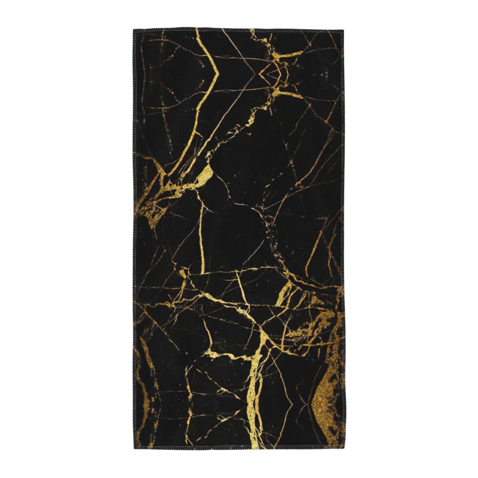 TTIGLHOH Black Gold Marble Stylish Printed Long Towel Quick Drying For Gym Camping Daily Use